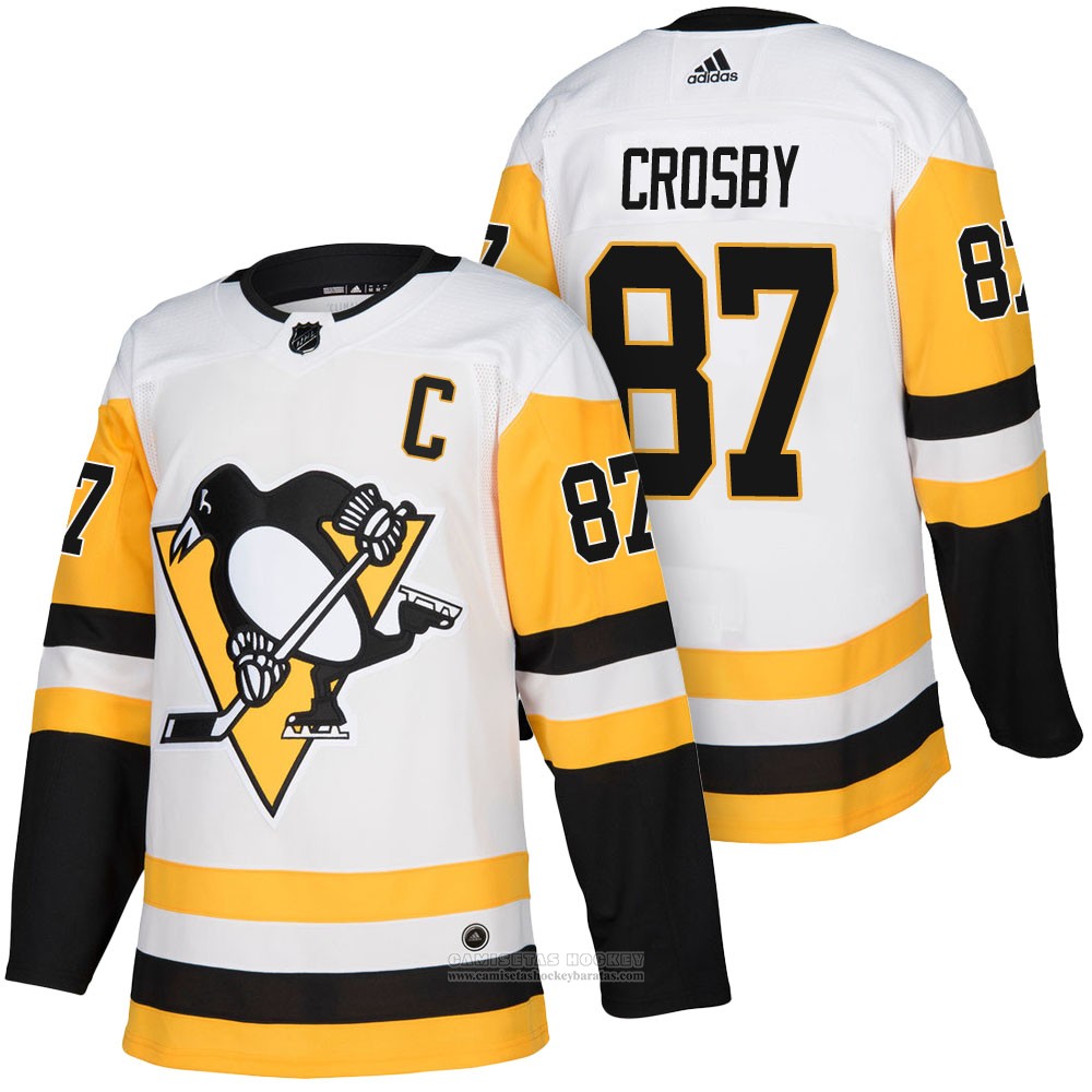 Camiseta Hockey Nino Pittsburgh Penguins 87 Sidney Crosby Blanco 2018 Autentico Segunda